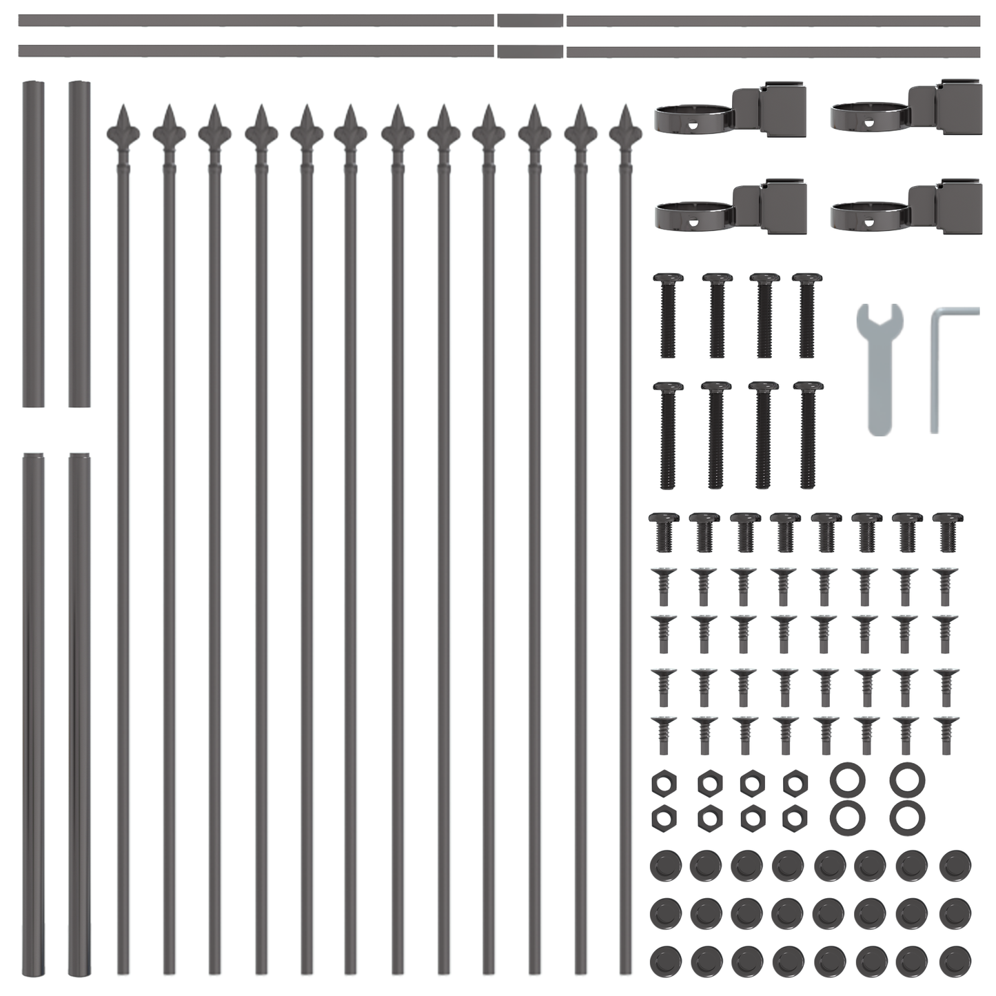 Hage Hegning 6 pcs Grå 10,2 x 1,2 m Pulverlakkert stål
