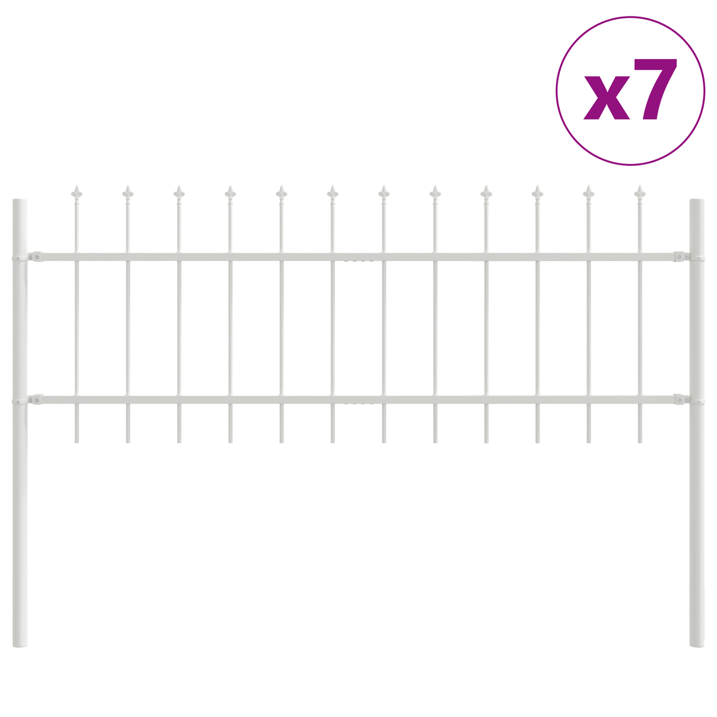 Hage Hegning 7 pcs Hvit 11,9 x 0,6 m Pulverlakkert stål
