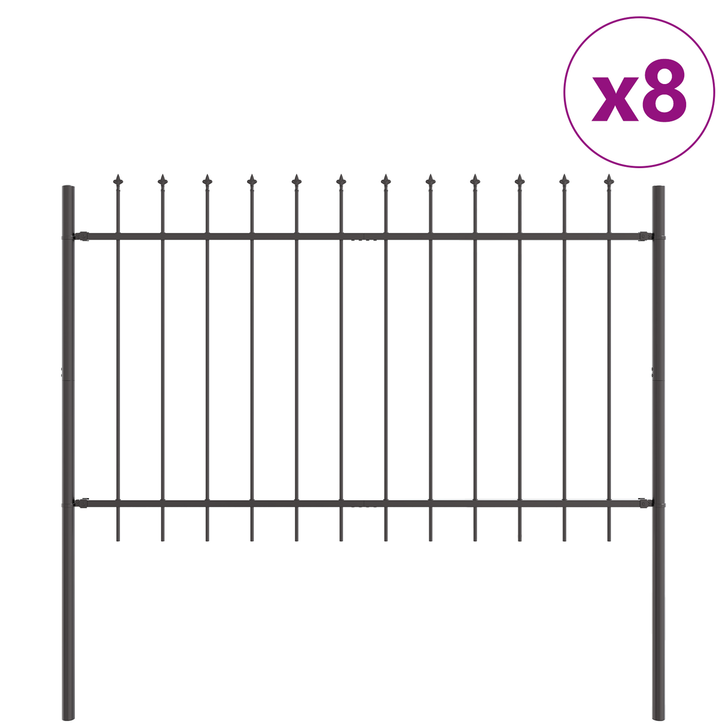 Hage Hegning 8 pcs Grå 13,6 x 1,2 m Pulverlakkert stål