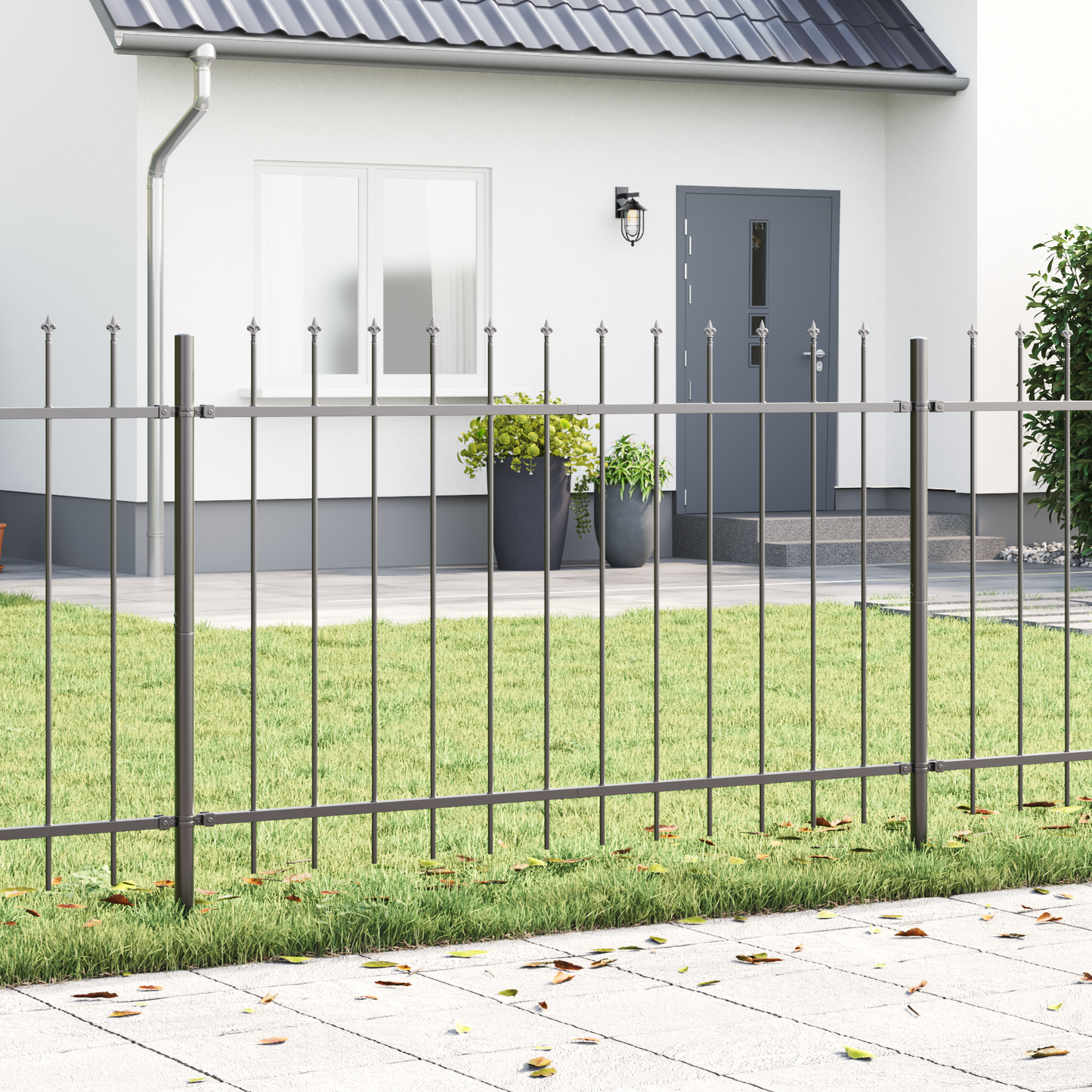 Hage Hegning 9 pcs Grå 15,3 x 1,2 m Pulverlakkert stål