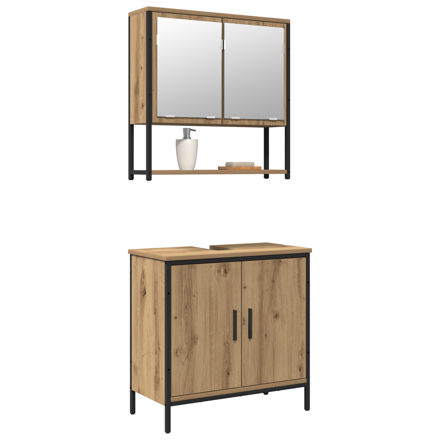 Baderomsinnredningssett 2 stk. Brun 60 x 30 x 60 cm