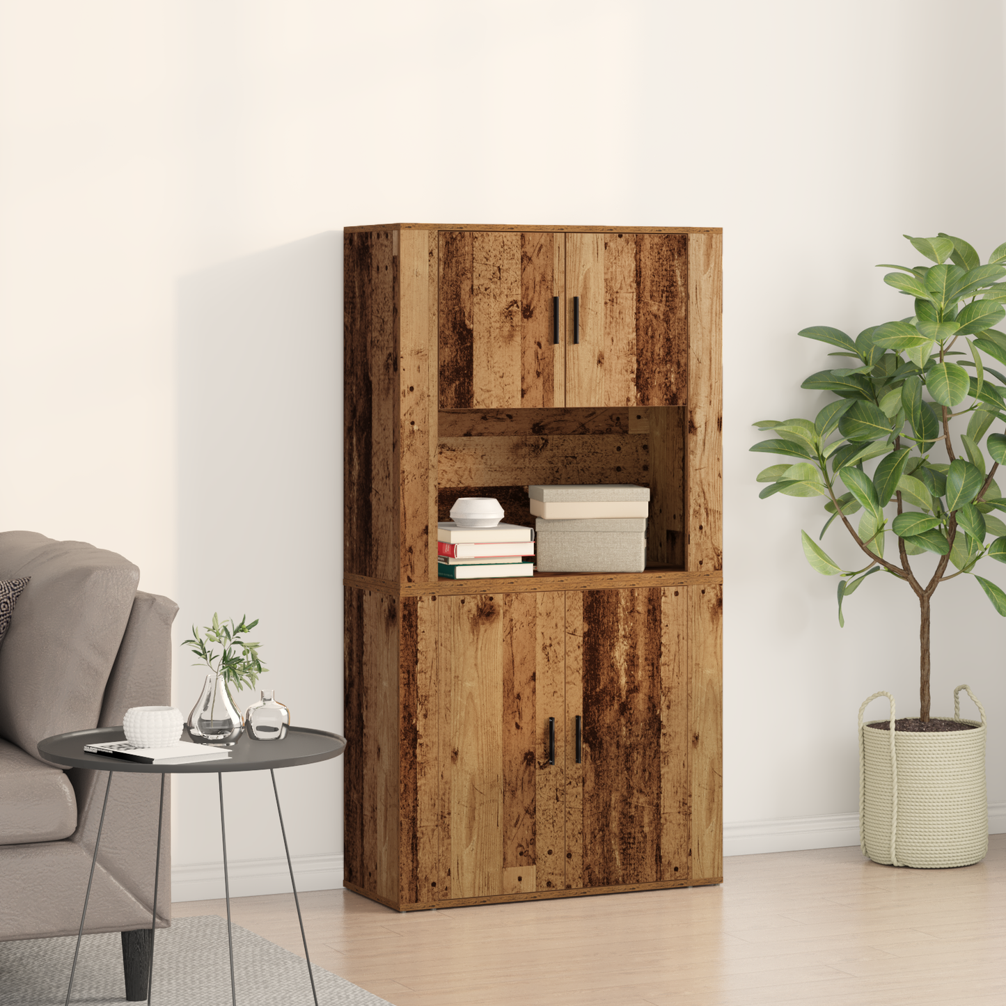 Høyskap Gammelt tre 80 x 33 x 150 cm Konstruert tre