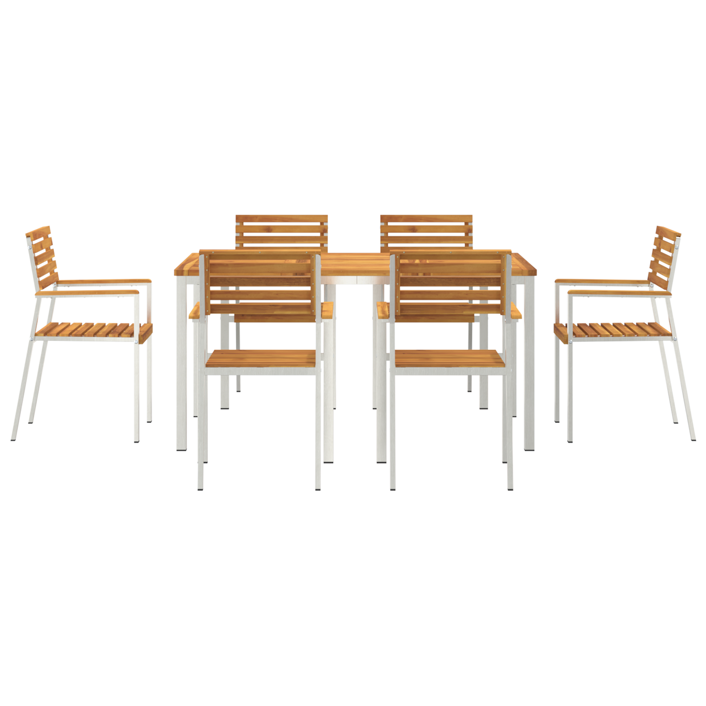 Hage Spisegruppe 7 pcs Massiv akasie tre og rustfritt stål