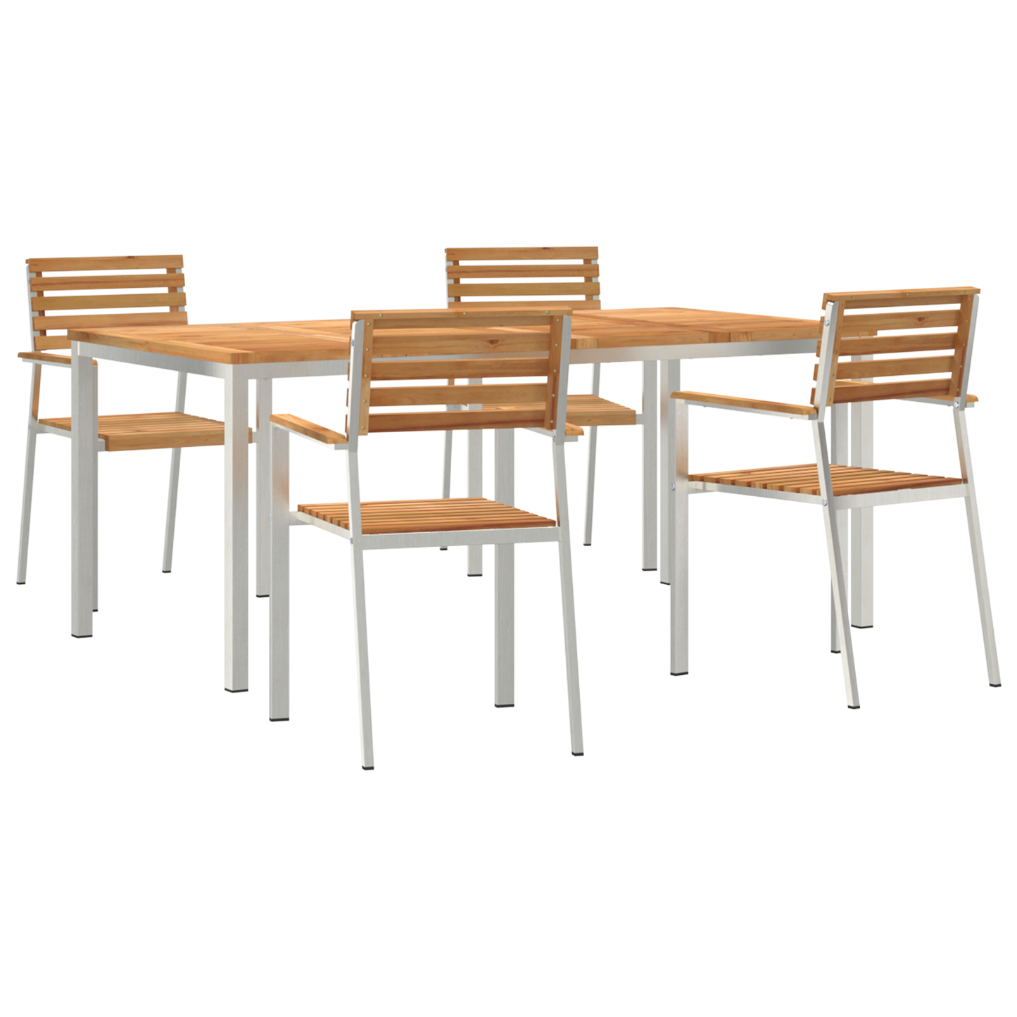 Hage Spisegruppe 5 pcs Massiv teak og rustfritt stål
