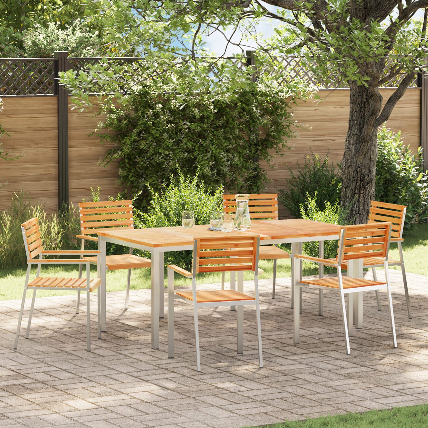 Hage Spisegruppe 7 pcs Brun Massivt Teaktre