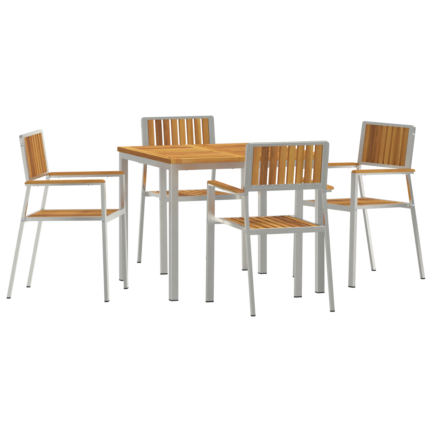 Utendørs spisestue sett 5 pcs Brun Solid akasietre