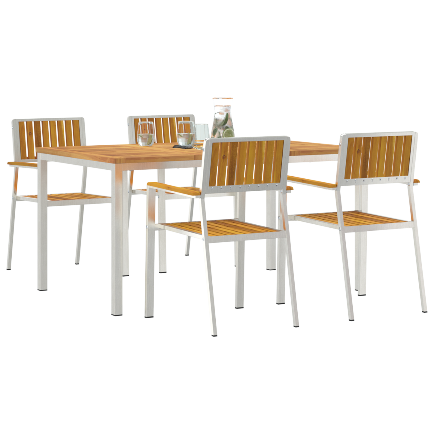 Utendørs spisestue sett 5 pcs Brun Solid akasietre