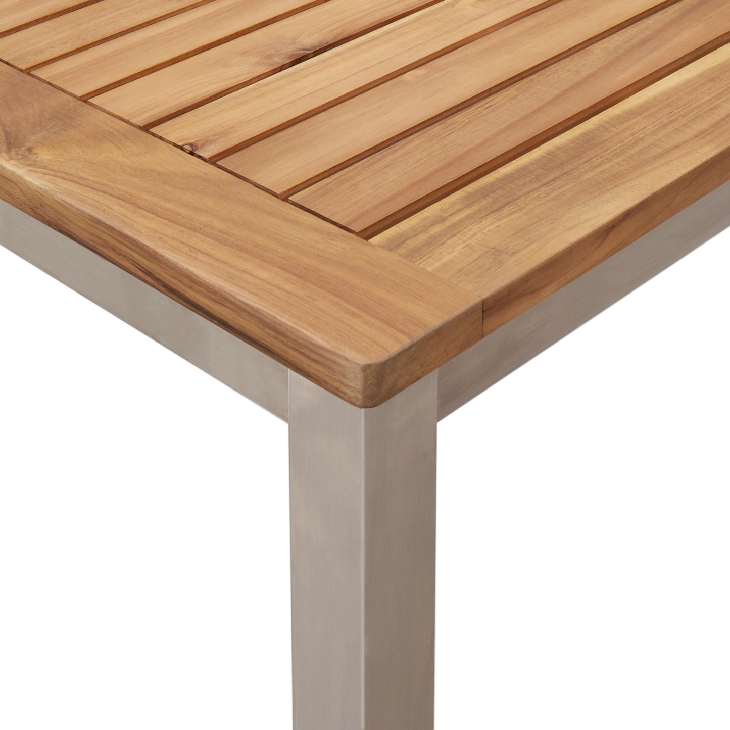 Utendørs spisestue sett 7 pcs Massiv teak og rustfritt stål