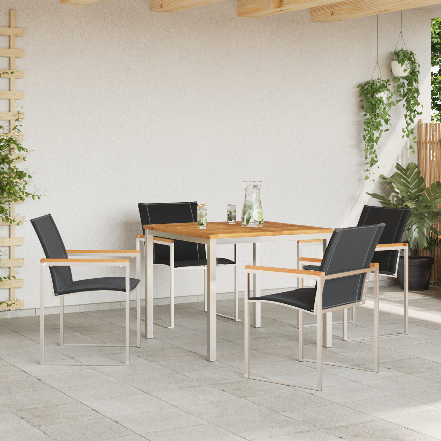 Hage Spisegruppe 5 pcs Massiv akasie tre og rustfritt stål