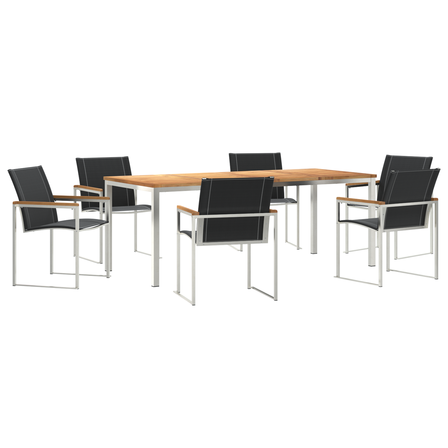 Hage Spisegruppe 7 pcs Massiv akasie tre og rustfritt stål