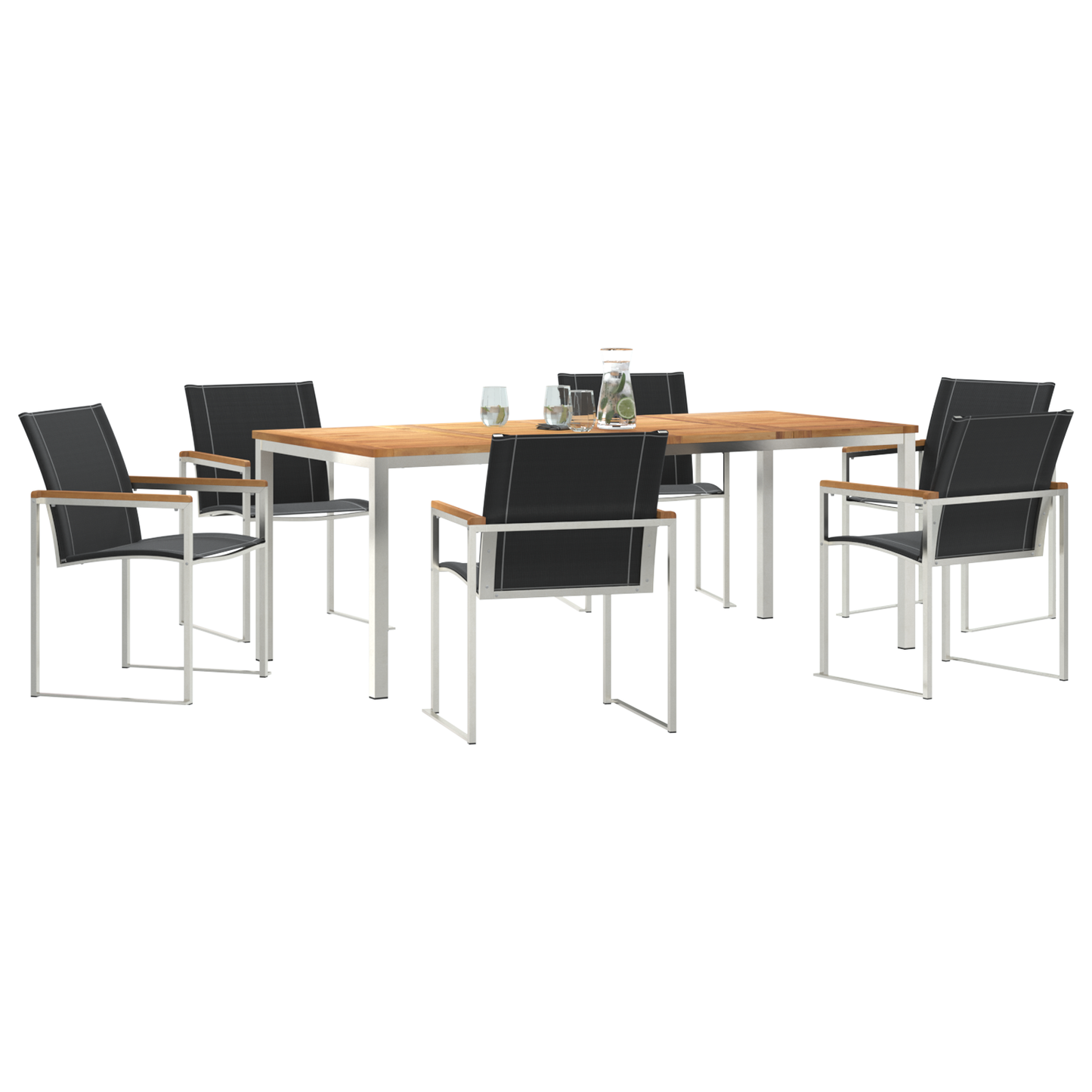 Hage Spisegruppe 7 pcs Massiv akasie tre og rustfritt stål