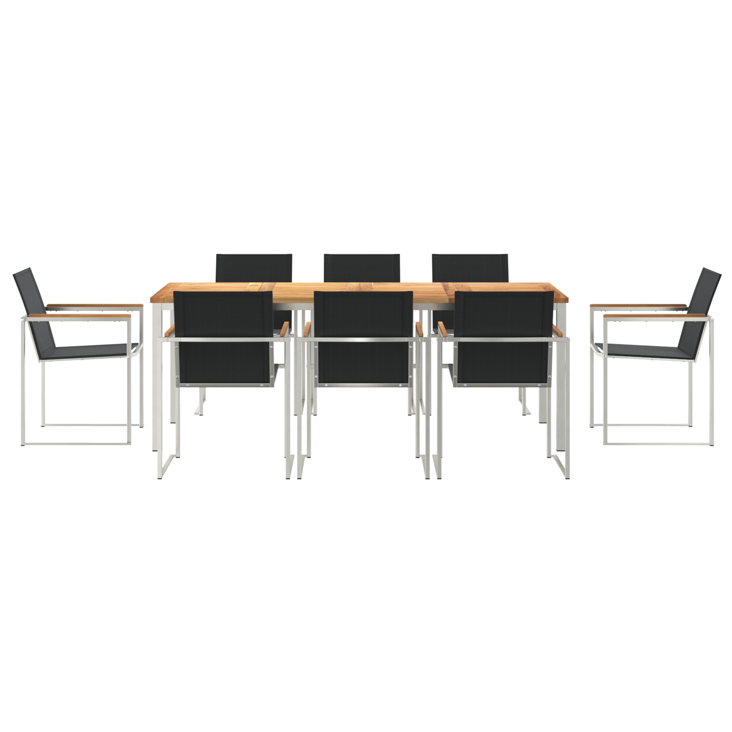Hage Spisegruppe 9 pcs Massiv teak og rustfritt stål