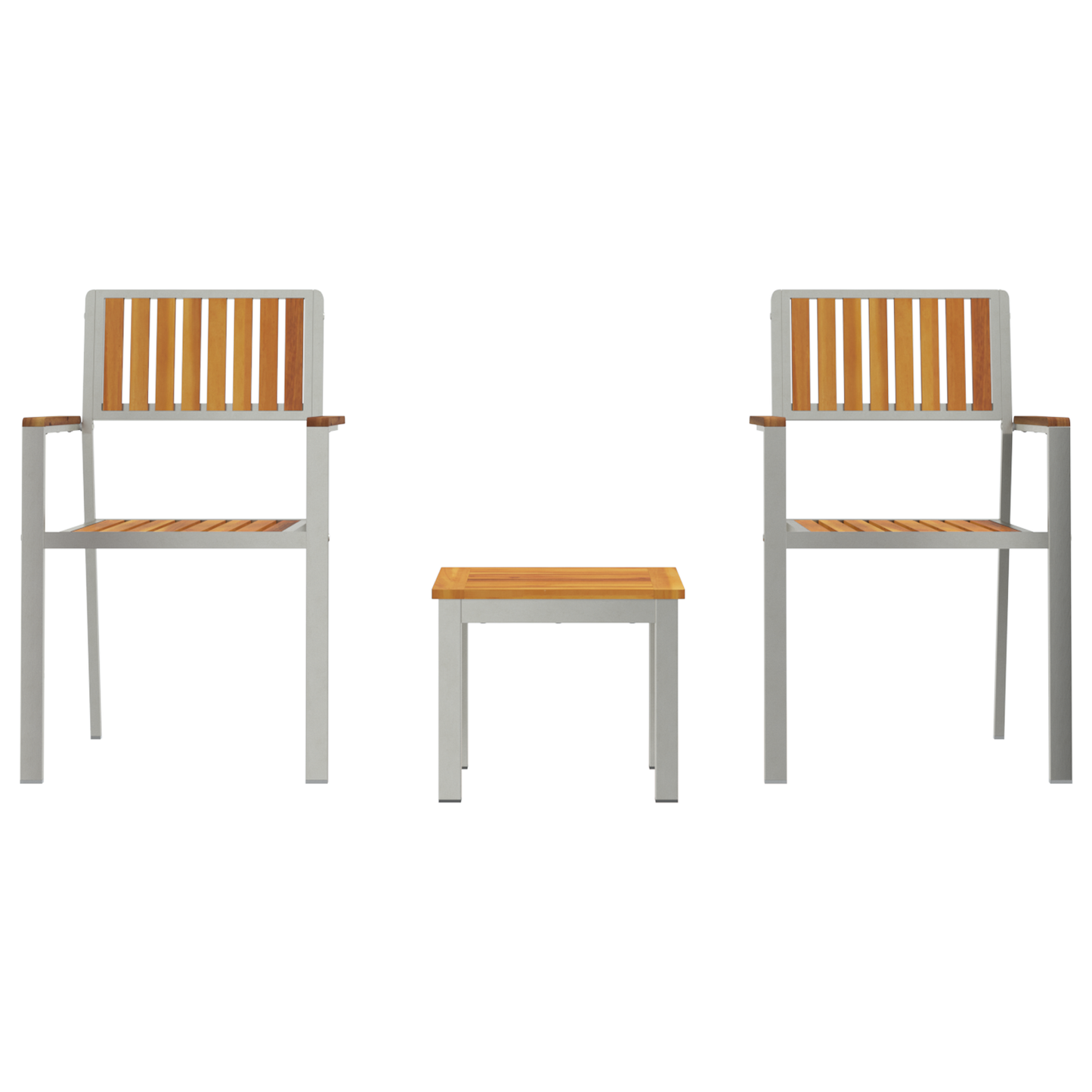 Hage Spisegruppe 3 pcs Brun Massiv akasie tre og rustfritt stål