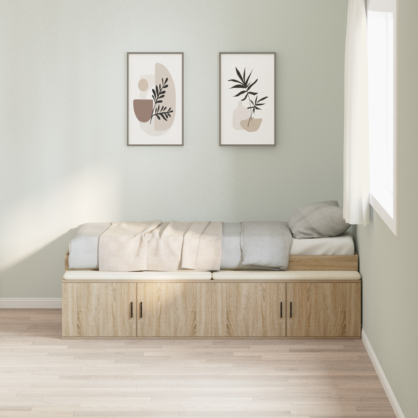 Sengestamme med skuff Sonoma eik 80 x 200 cm Konstruert tre