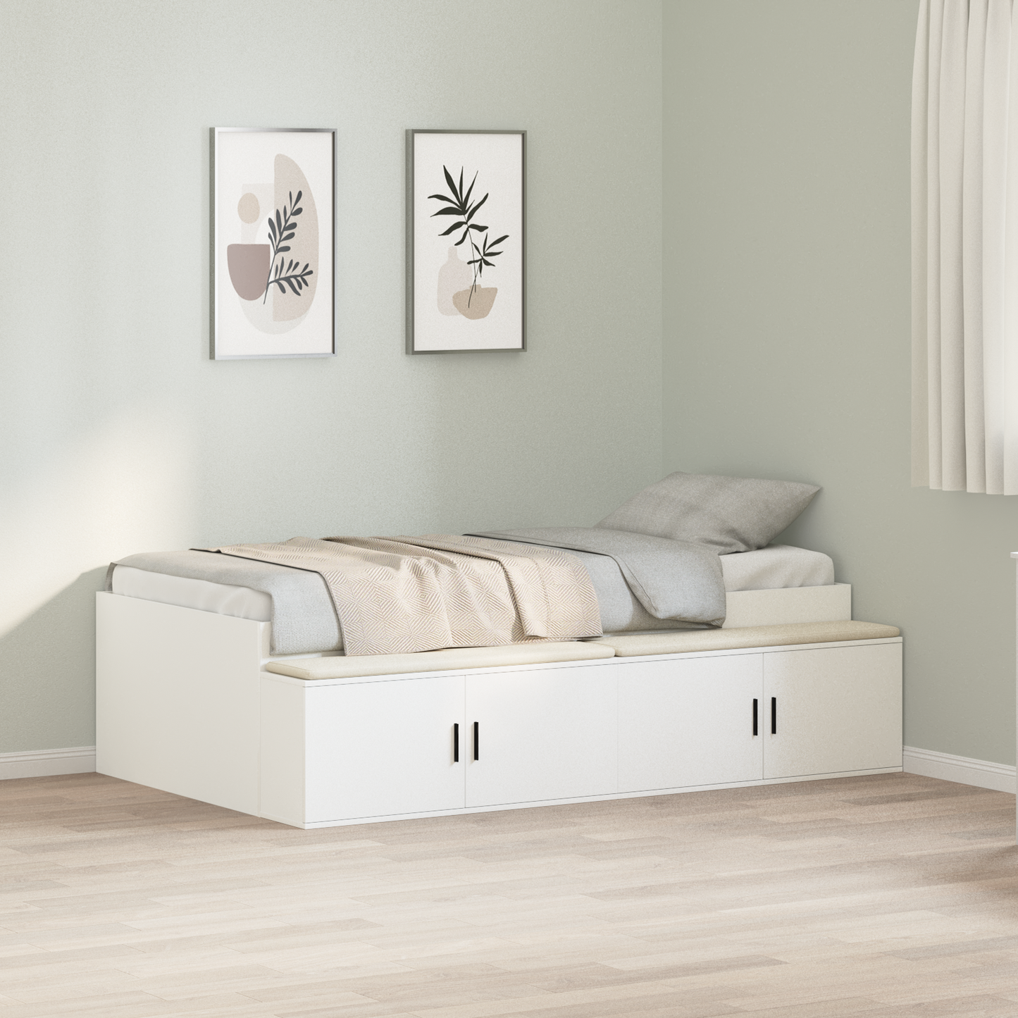 Sengestamme med skuff Hvit 70 x 190 cm Konstruert tre