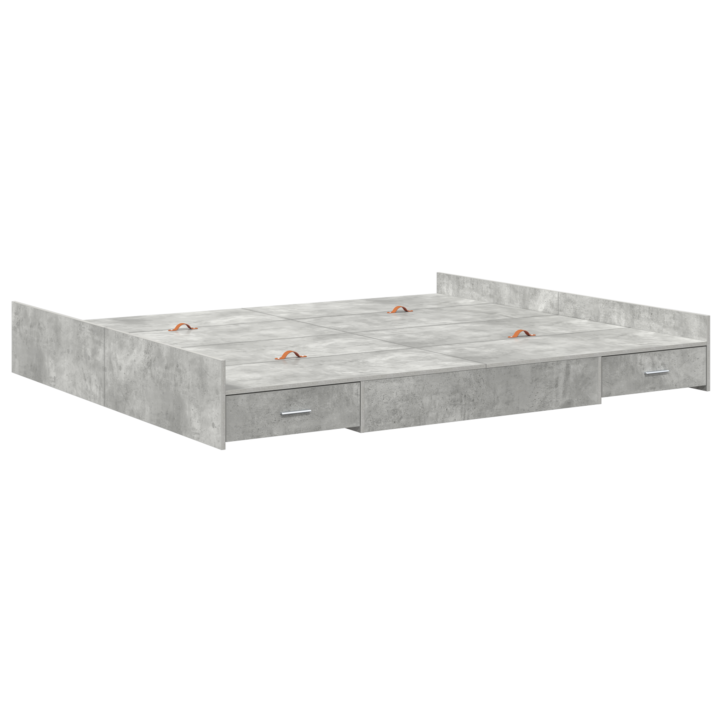 Seng med lagring Betonggrå 200 x 200 cm Konstruert tre