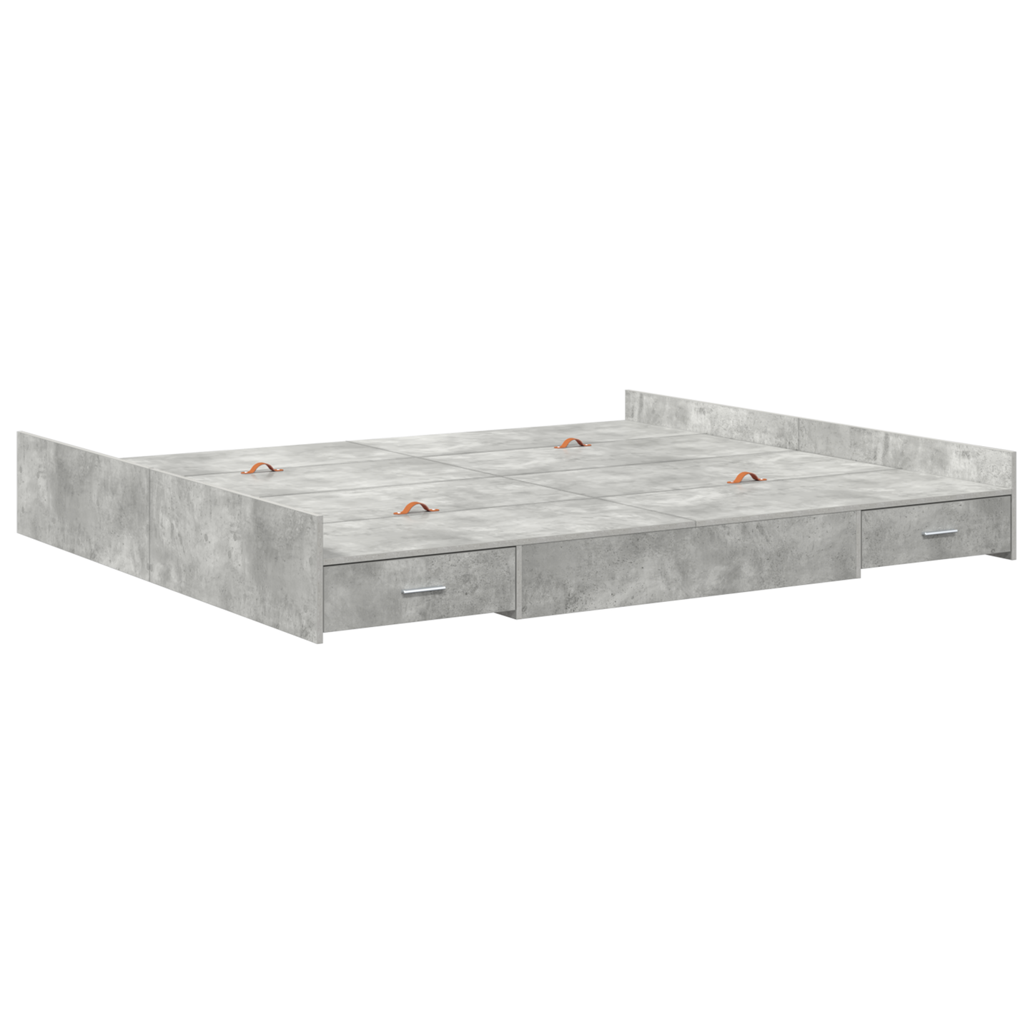 Seng med lagring Betonggrå 200 x 200 cm Konstruert tre