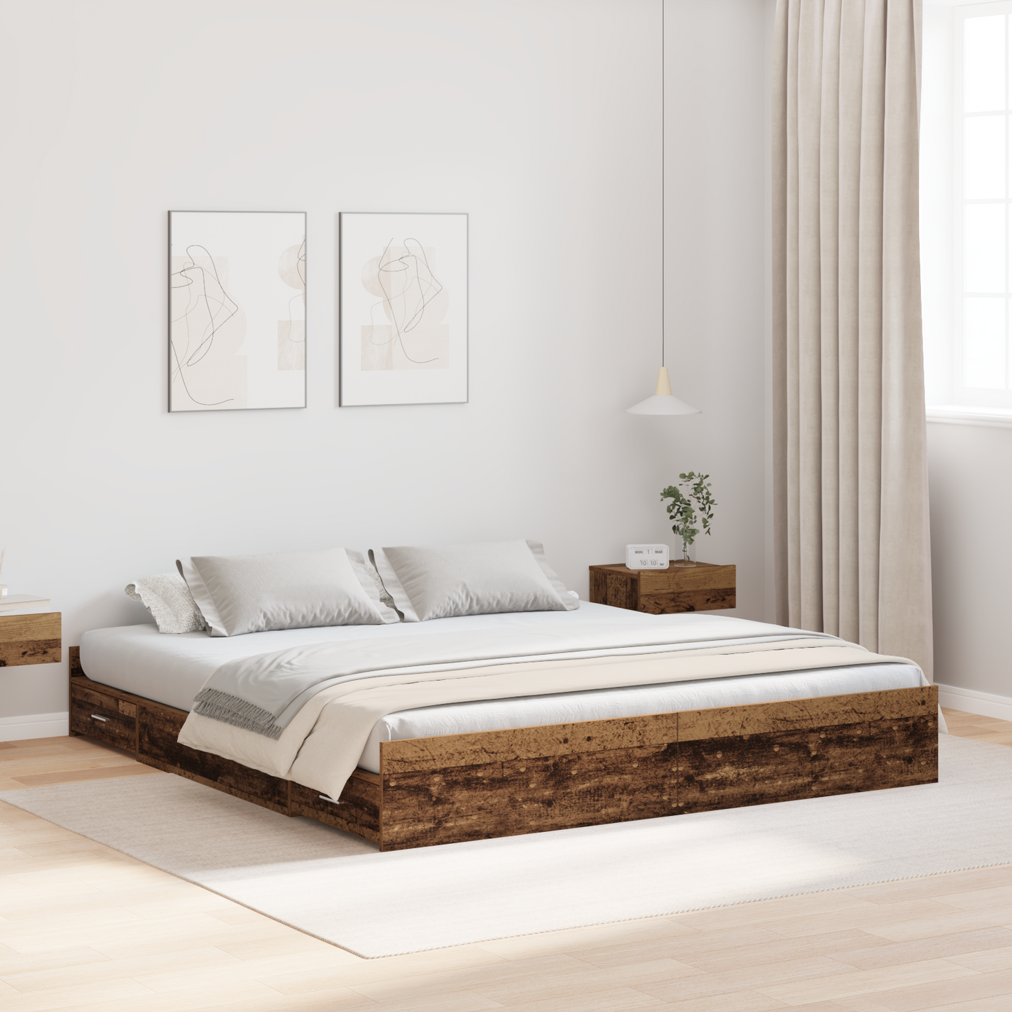 Seng med lagring Gamle tre 180 x 200 cm Konstruert tre