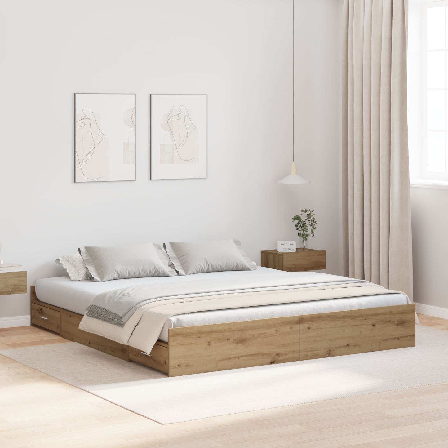 Seng med lagring Artisan Eik 180 x 200 cm Konstruert tre