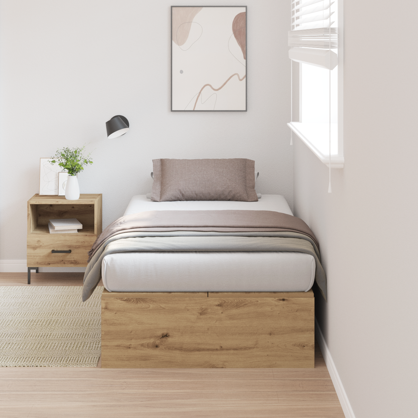 Seng med lagring Artisan Eik 100 x 200 cm Konstruert tre