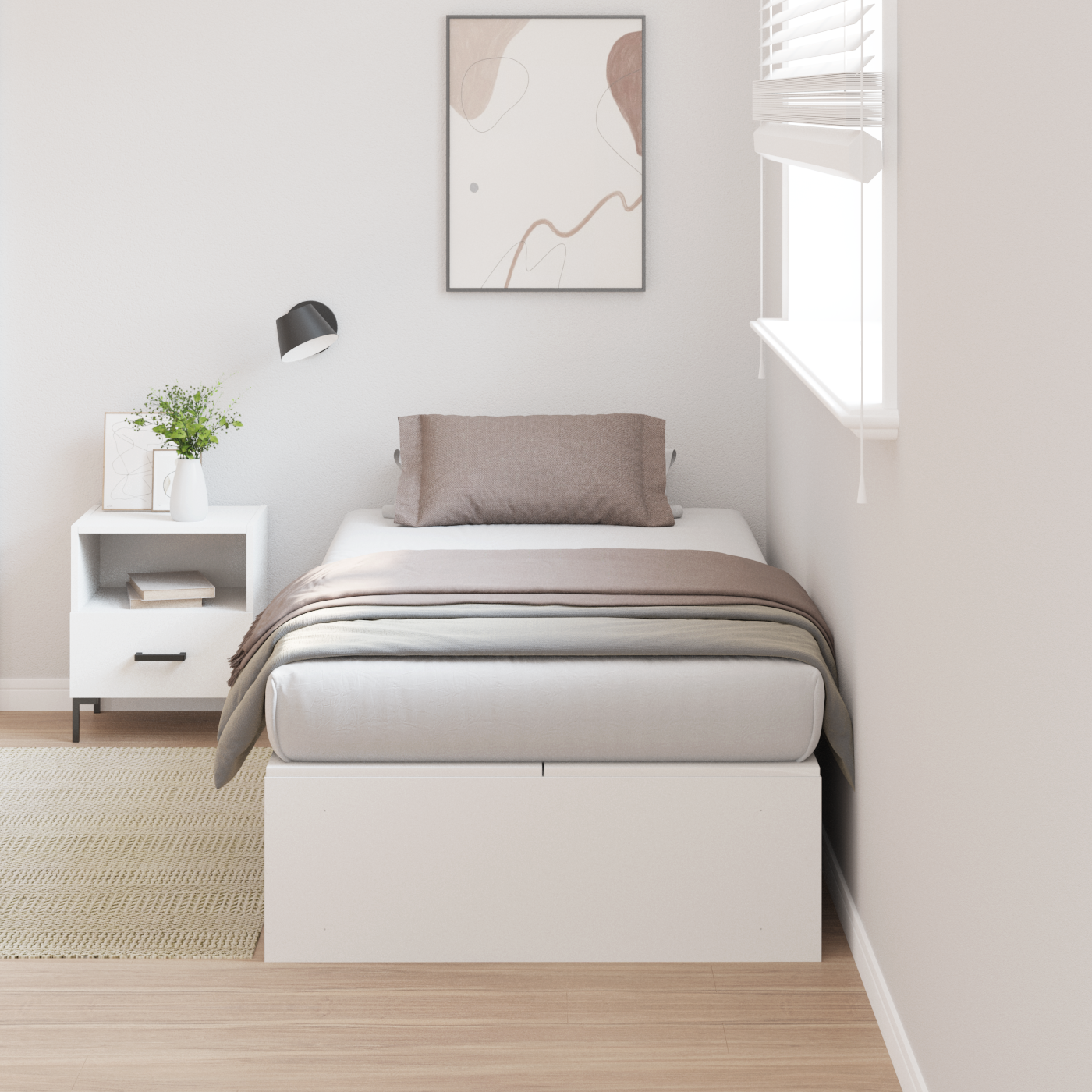 Seng med lagring med lagring Hvit 90 x 190 cm Konstruert tre
