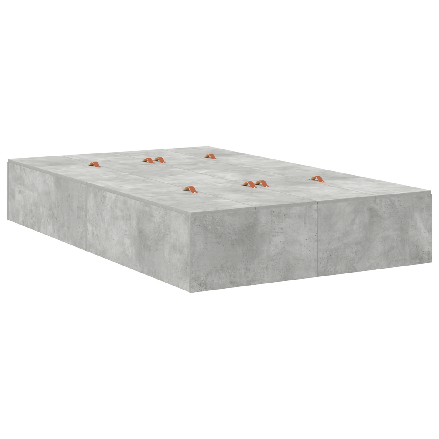 Seng med lagring Betonggrå 120 x 190 cm Konstruert tre
