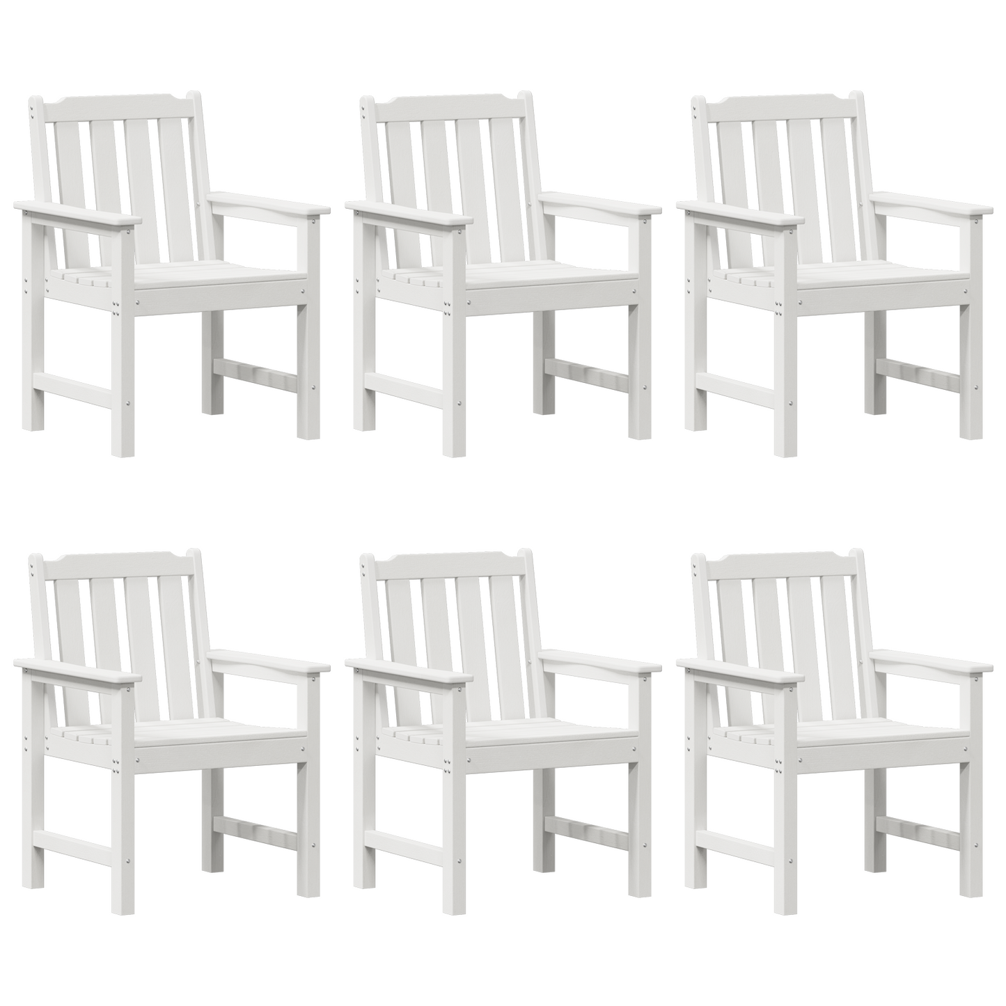 Hage Stol 6 pcs Hvit 65,5 x 59 x 88 cm Polyethylen
