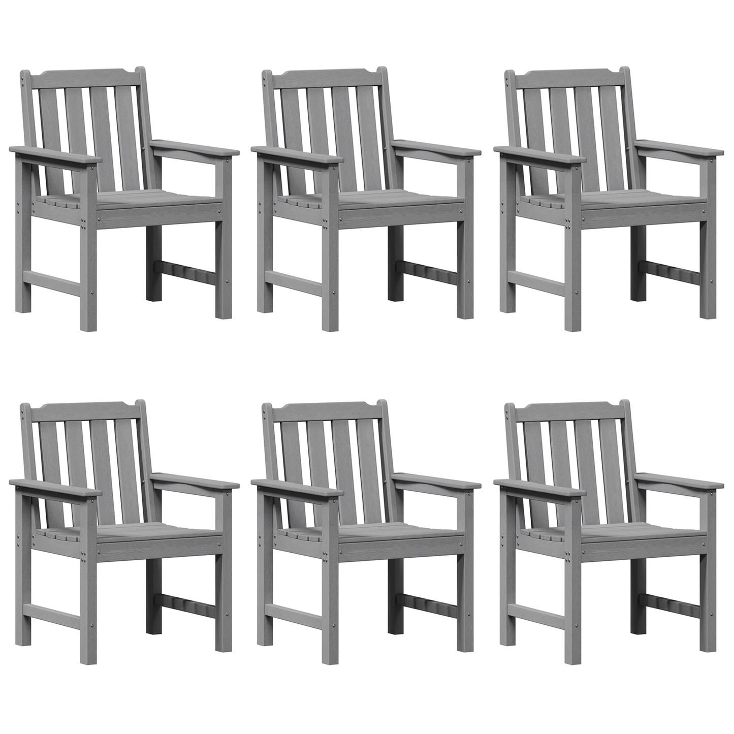 Hage Stol 6 pcs Lysegrå 65,5 x 59 x 88 cm Polyethylen