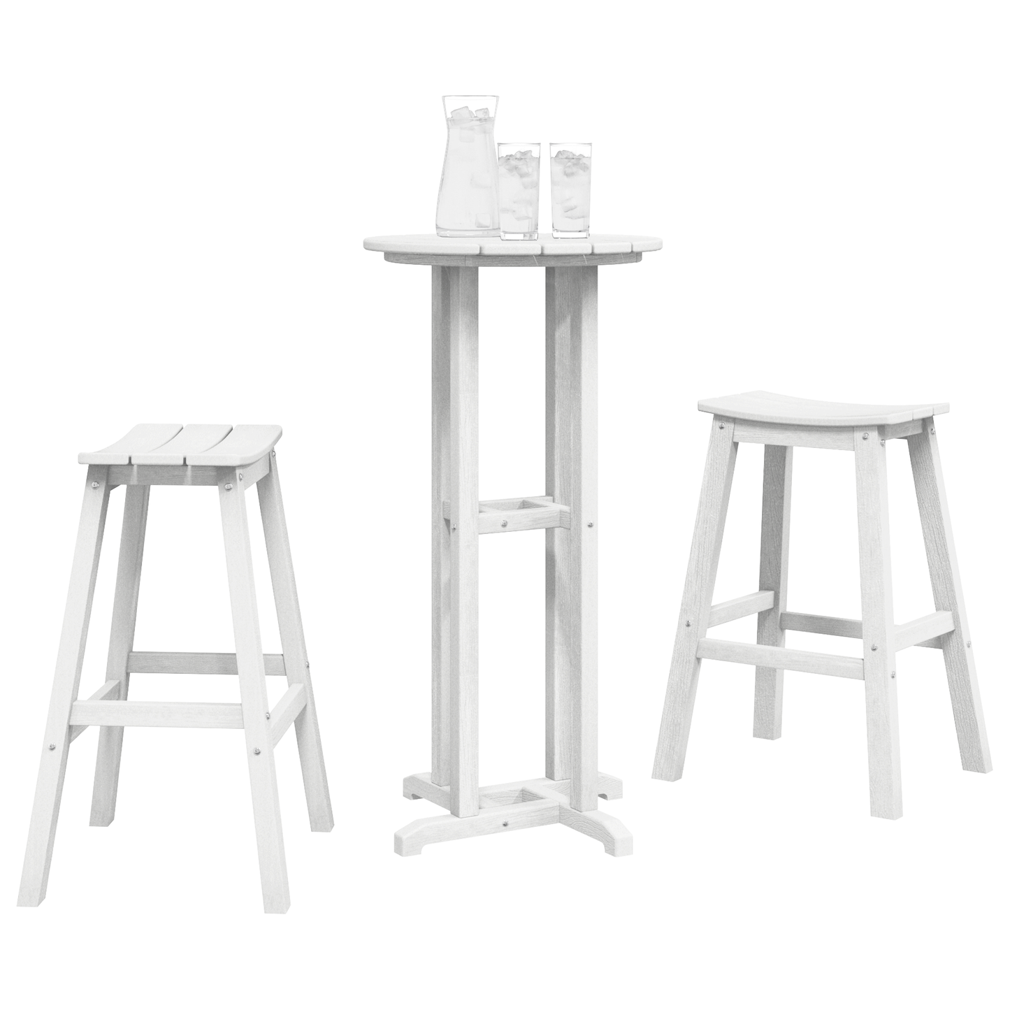 Hage bar sett 3 pcs Hvit HDPE