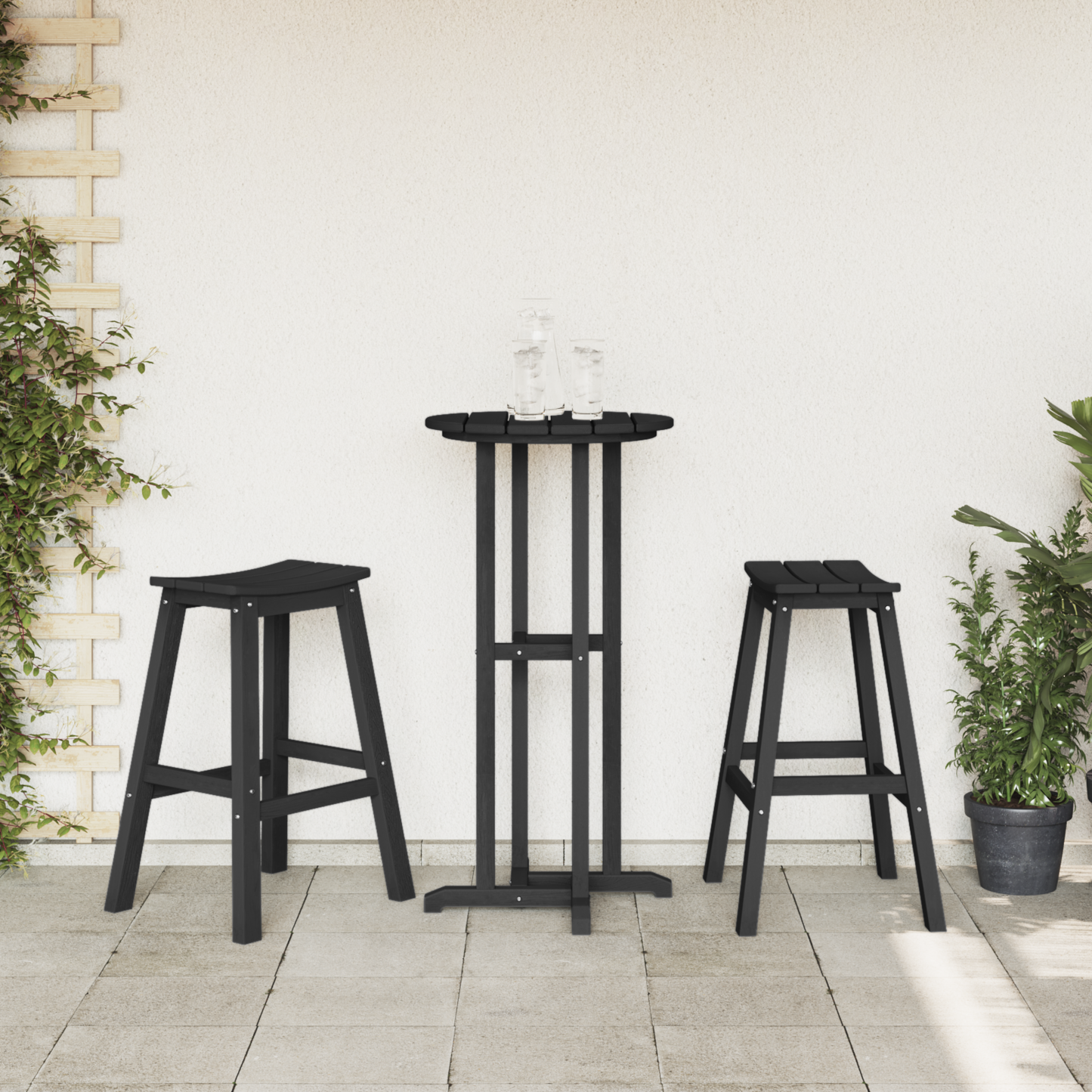 Hage bar sett 3 pcs Svart HDPE
