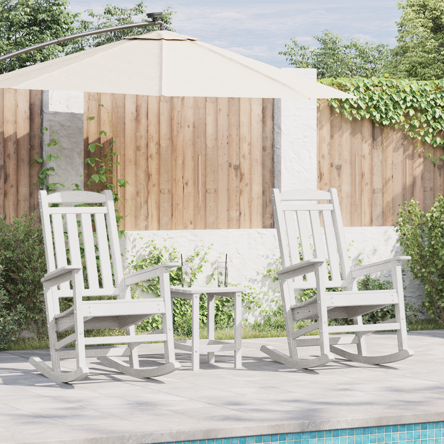 Gyngestol 2 pcs Hvit 92 x 70 x 108 cm Polyethylen