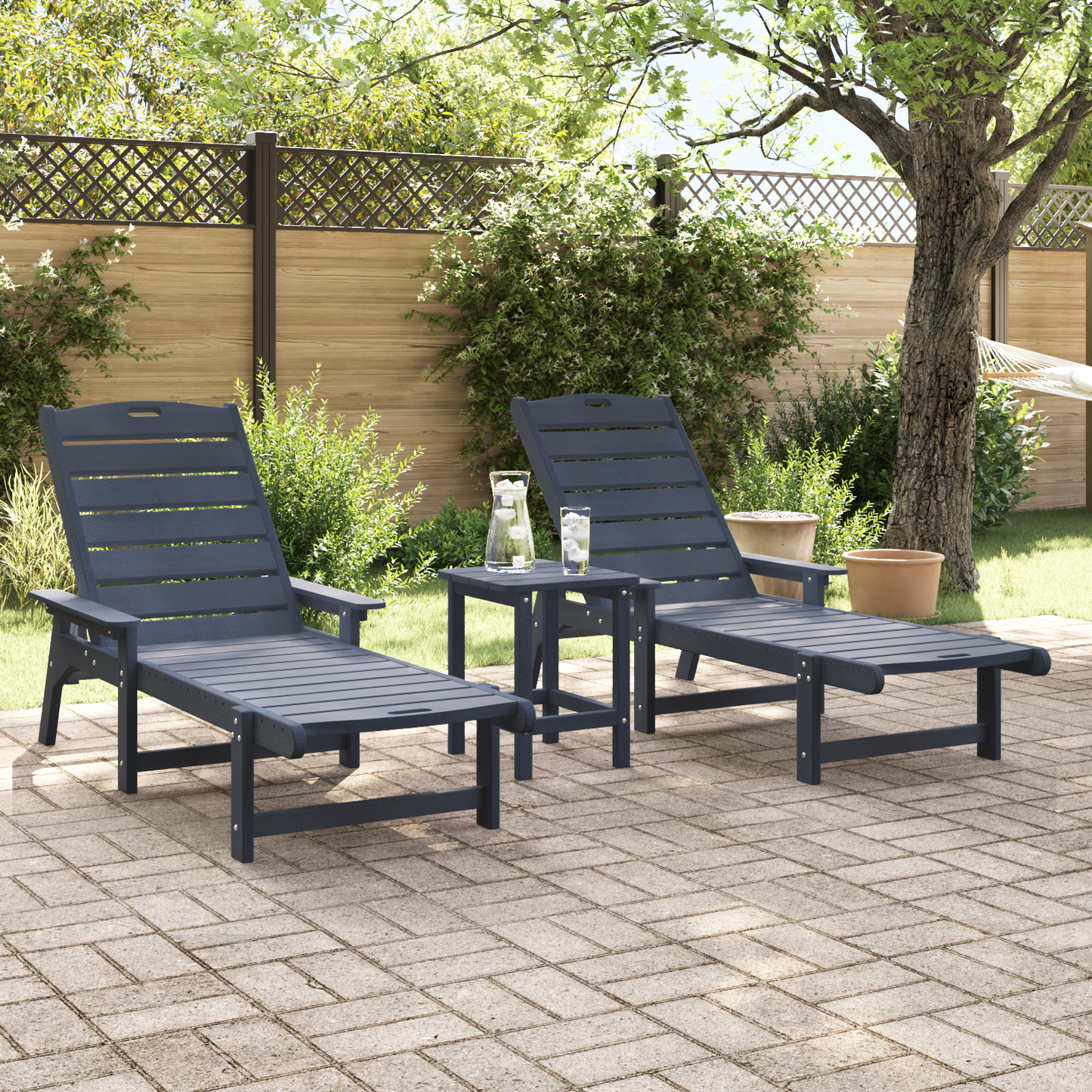 Solstol 2 pcs Havblå 195,5 x 53 x 98,5 cm Polyethylen