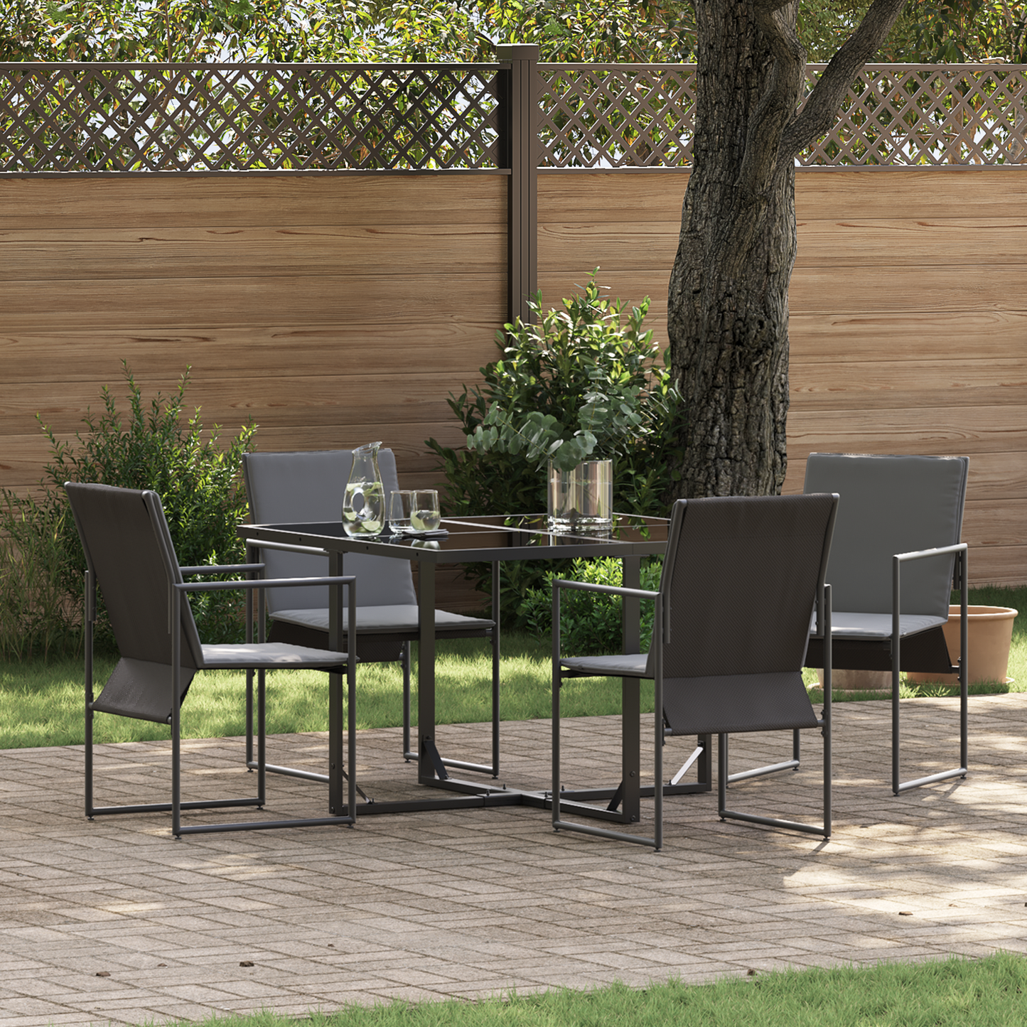 Hage Spisegruppe 5 pcs Svart Stål