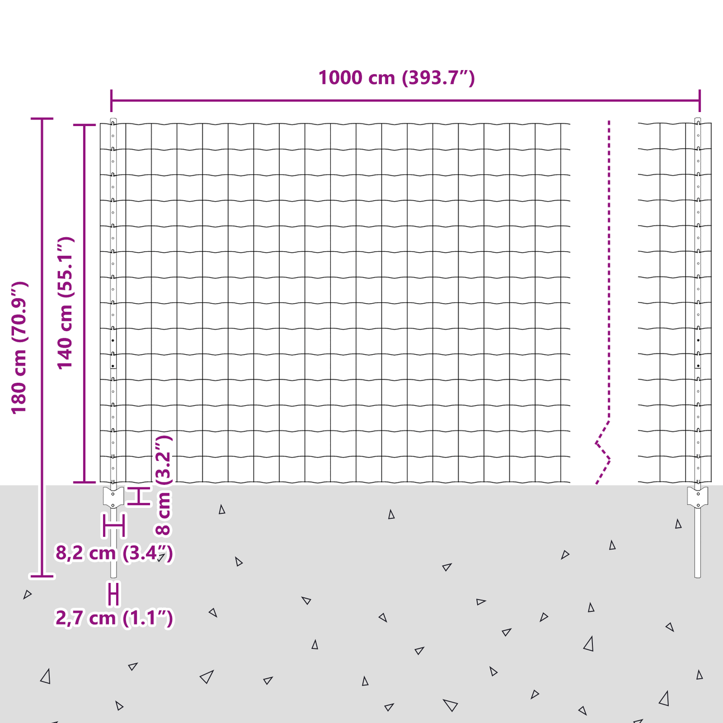 Euro gjerdet med stolpe 10 x 1,4 m PVC-belagt stål Grå Mesh
