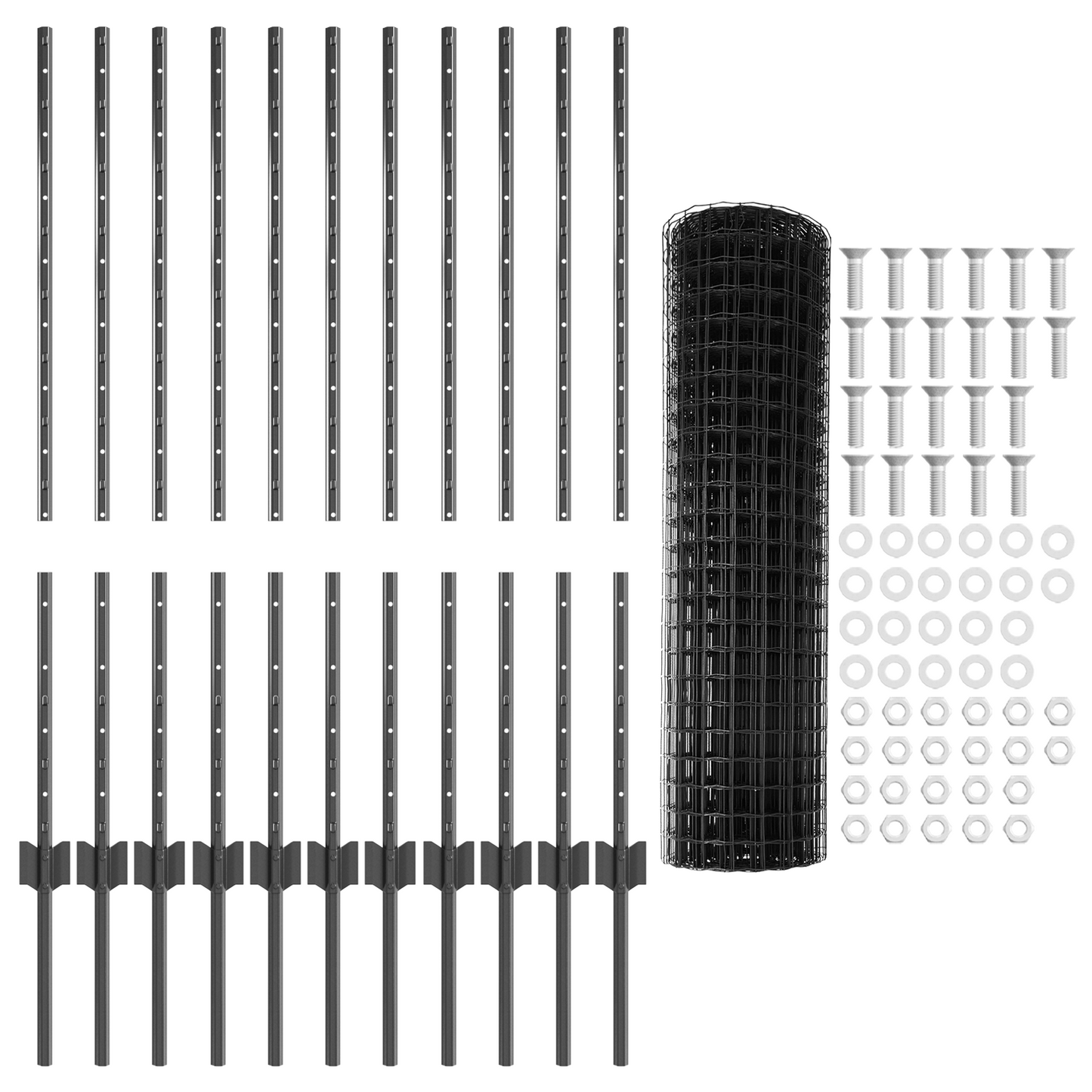 Euro gjerdet med stolpe 25 x 1 m PVC-belagt stål Grå Mesh