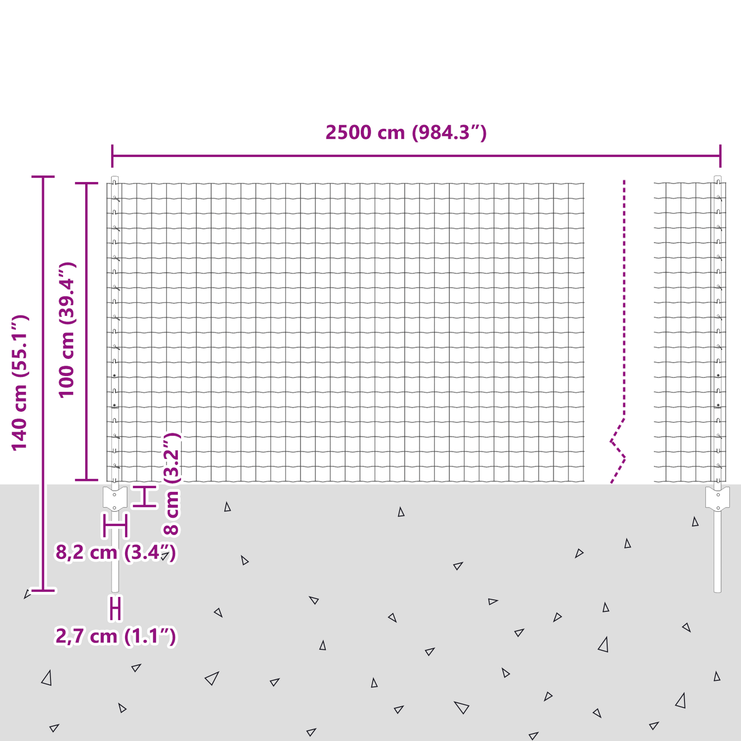 Euro gjerdet med stolpe 25 x 1 m PVC-belagt stål Grå Mesh