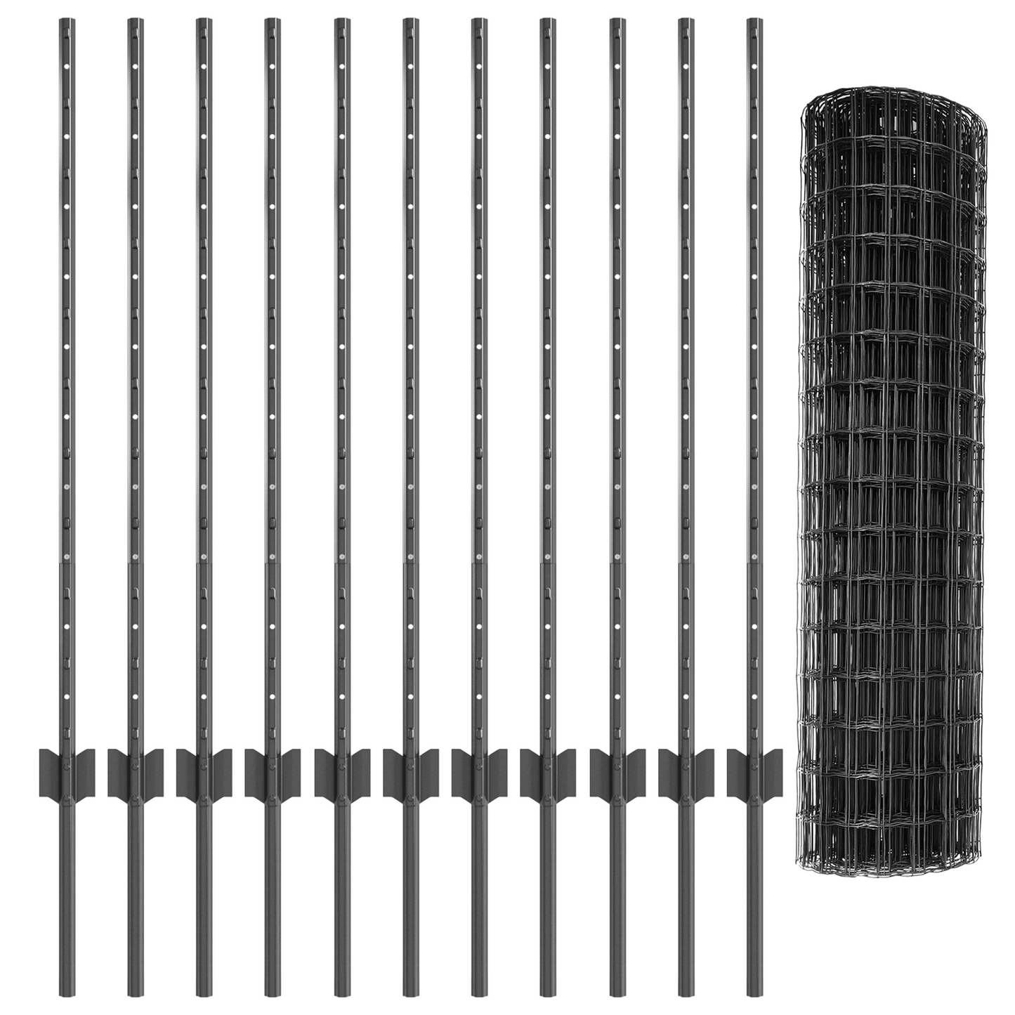 Euro gjerdet med stolpe 25 x 1 m PVC-belagt stål Grå Mesh