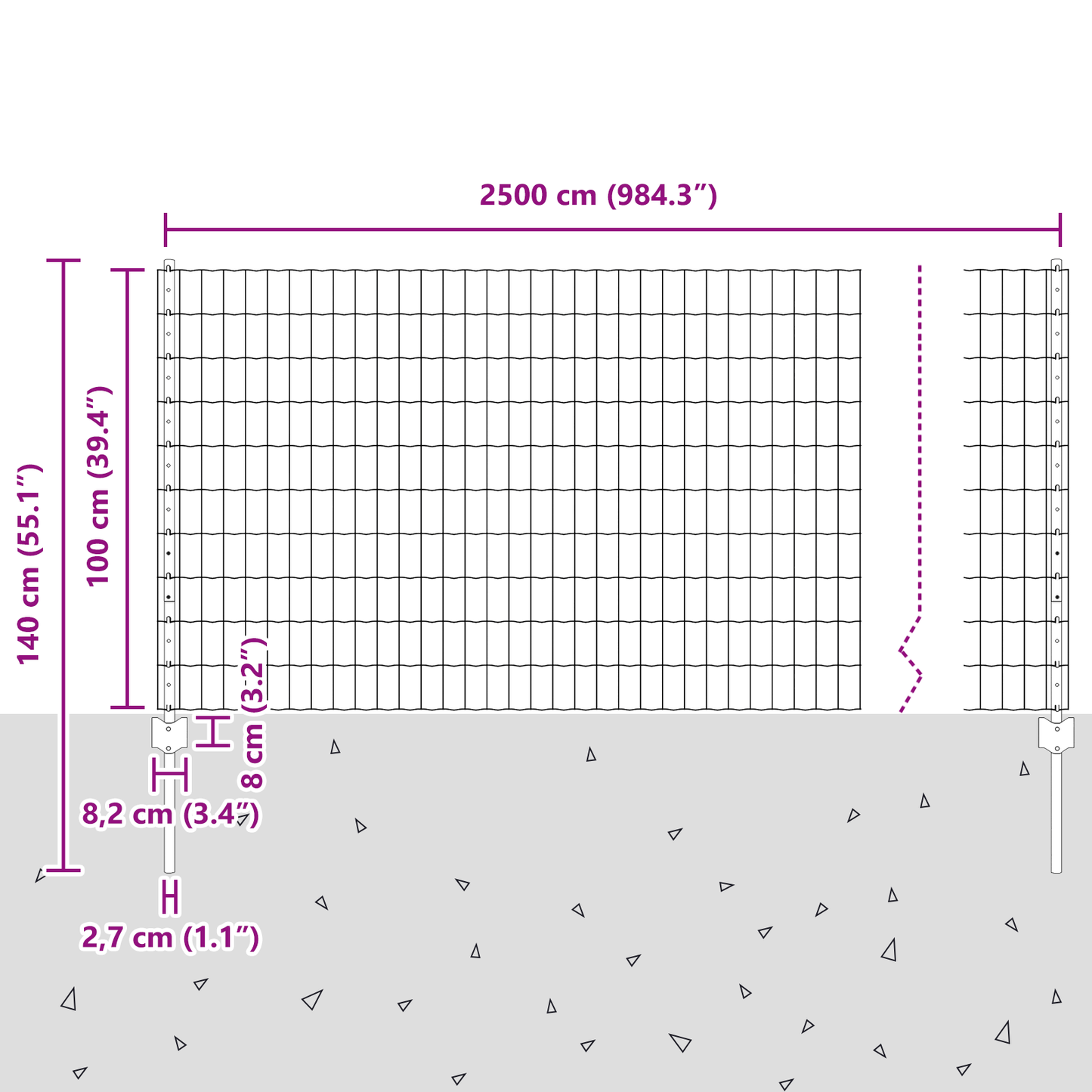 Euro gjerdet med stolpe 25 x 1 m PVC-belagt stål Grå Mesh
