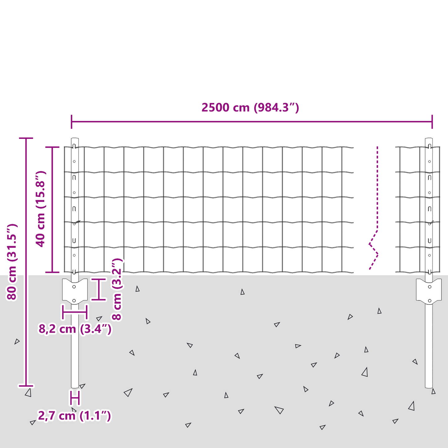 Euro gjerdet med stolpe 25 x 1 m PVC-belagt stål Grå Mesh