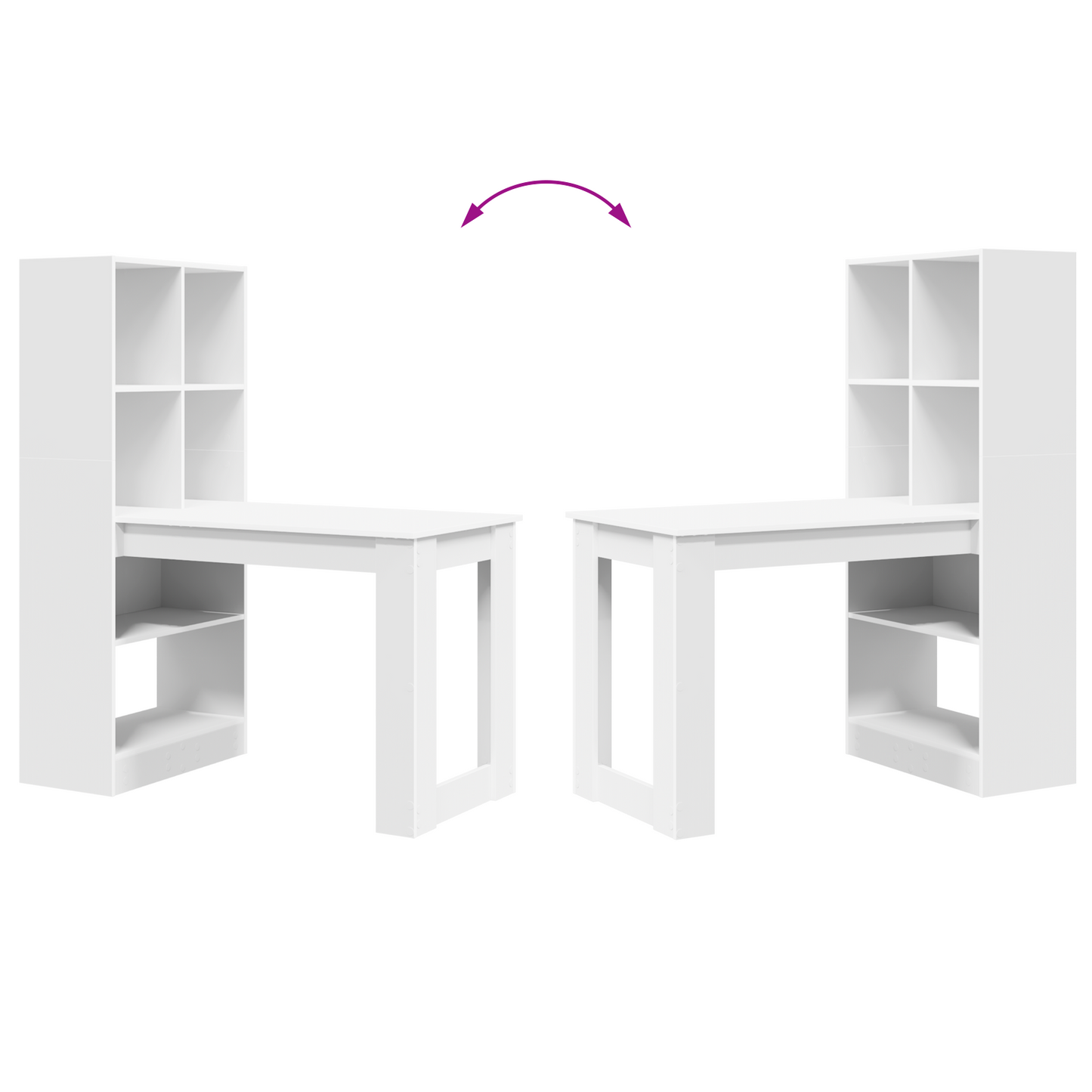 Skrivebord med hylle Hvit 122 x 67 x 145 cm Konstruert tre