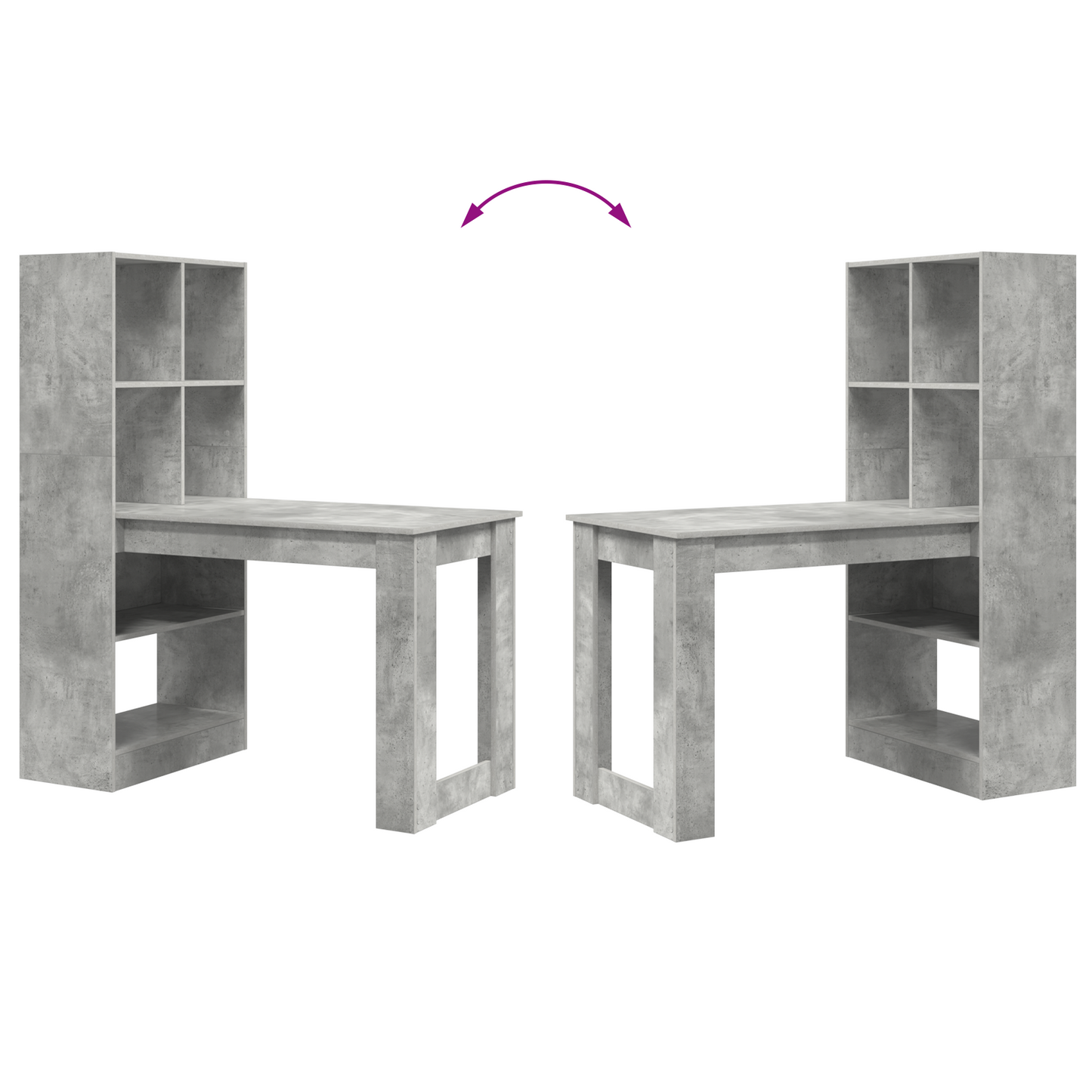 Skrivebord med hylle Betonggrå 122 x 67 x 145 cm Konstruert tre