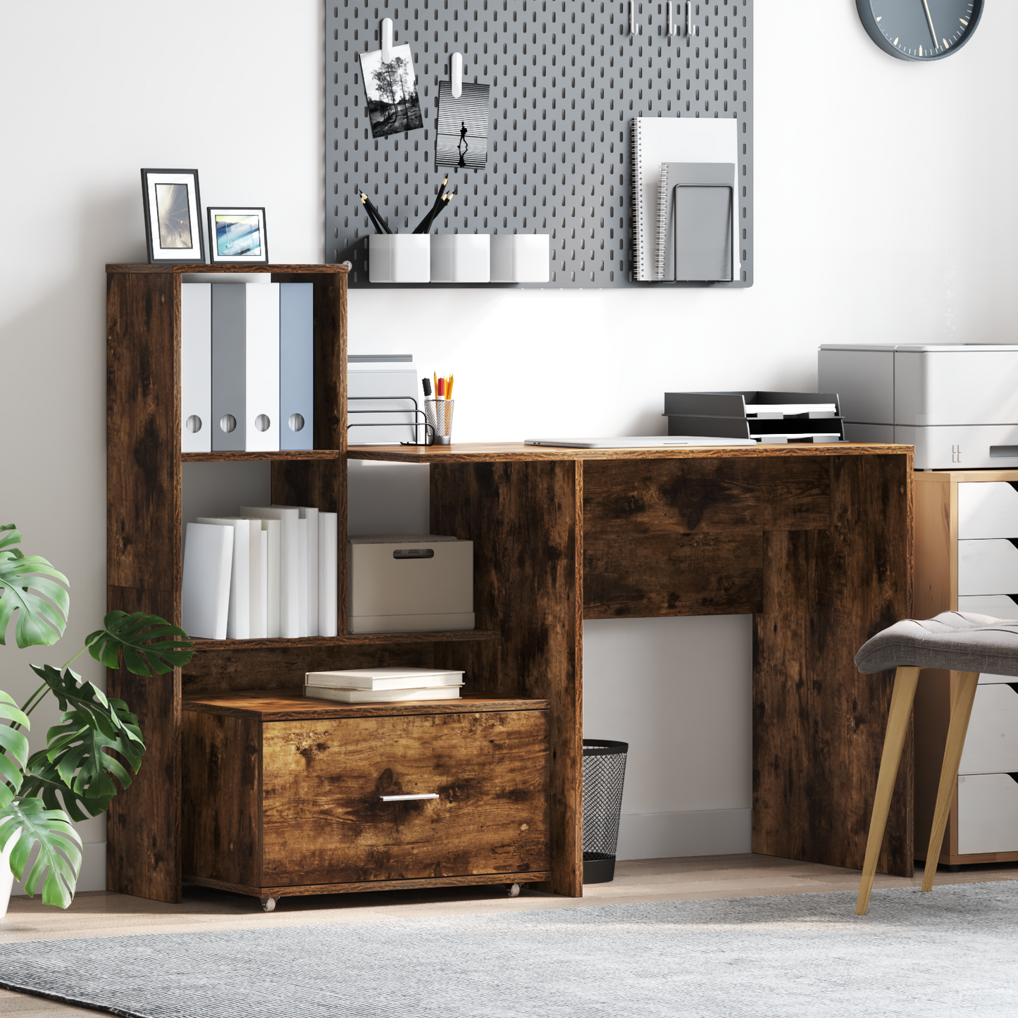Skrivebord Røkt eik 131,5 x 50 x 106,5 cm Konstruert tre
