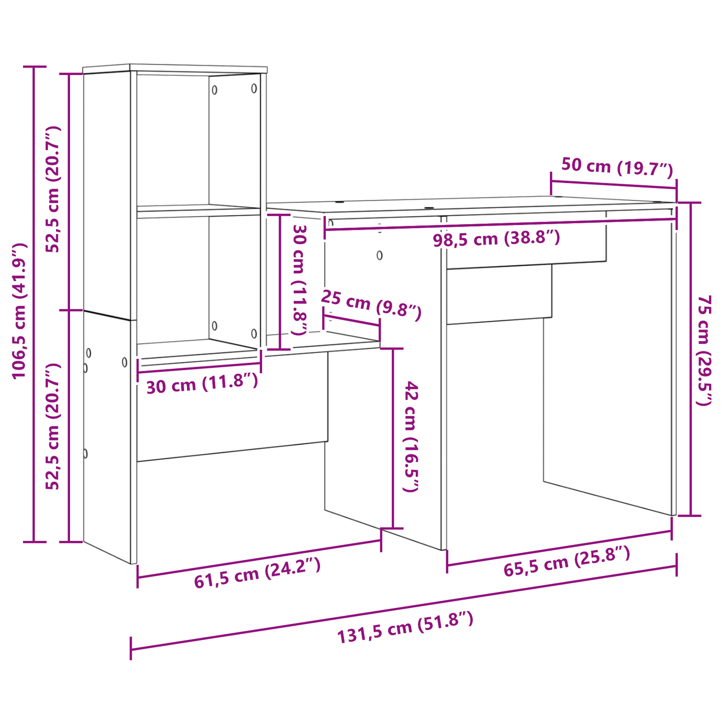Skrivebord Gamle tre 131,5 x 50 x 106,5 cm Konstruert tre
