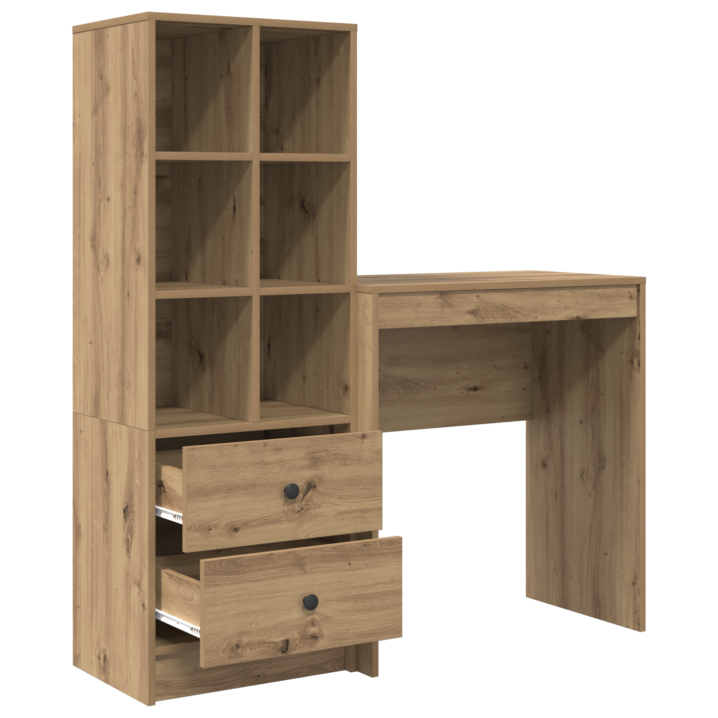Skrivebord med skuff med hylle med lagring 2 pcs Artisan Eik