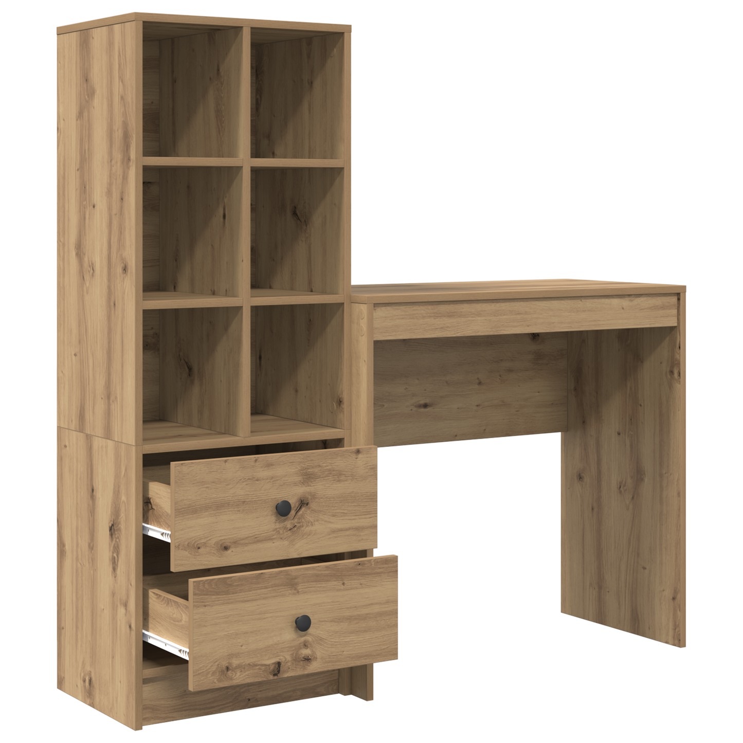 Skrivebord med skuff med hylle med lagring 2 pcs Artisan Eik