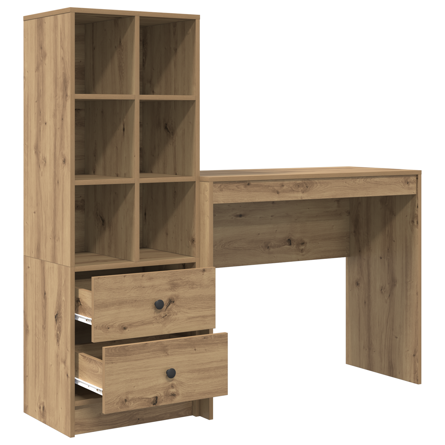 Skrivebord med skuff med hylle med lagring 2 pcs Artisan Eik