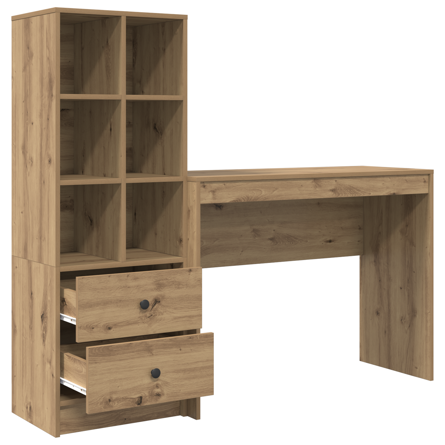 Skrivebord med skuff med hylle med lagring 2 pcs Artisan Eik