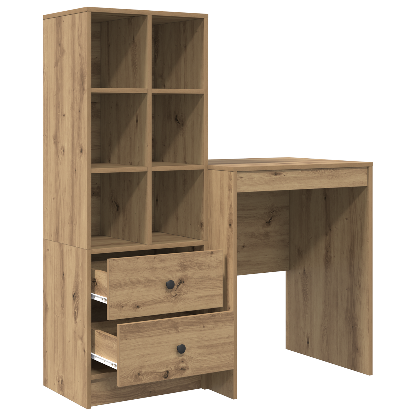 Skrivebord med skuff med hylle med lagring 2 pcs Artisan Eik