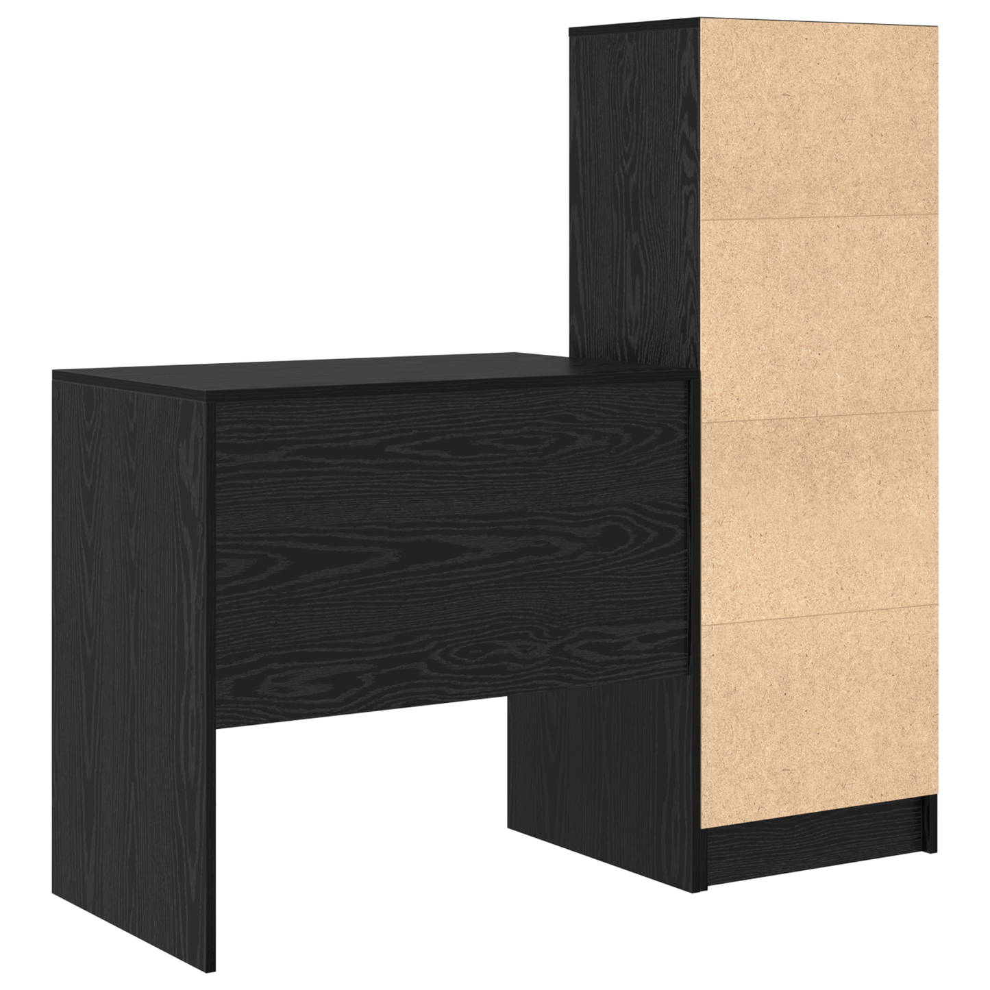 Skrivebord med skuff med hylle med lagring 2 pcs Svart Eik