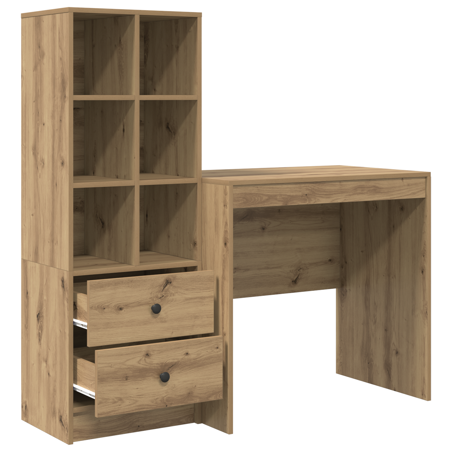 Skrivebord med skuff med hylle med lagring 2 pcs Artisan Eik